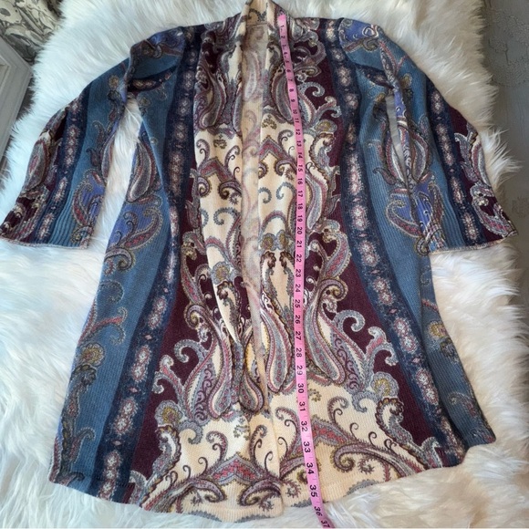 CHICO'S Paisley Print Long Open Front Shawl
Cardigan Tunic sz 2 US L / 12 - Picture 8 of 11